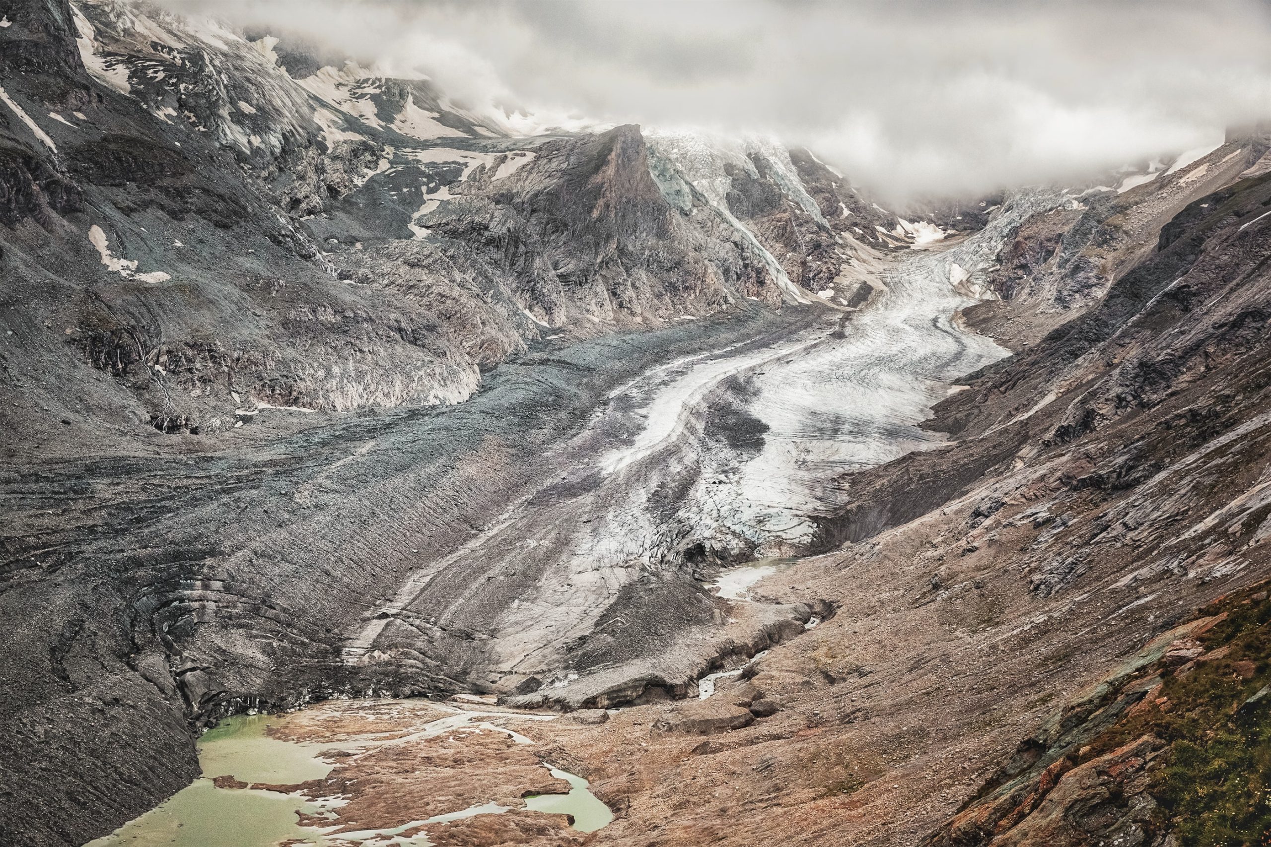 Rocky melting glacier landscape