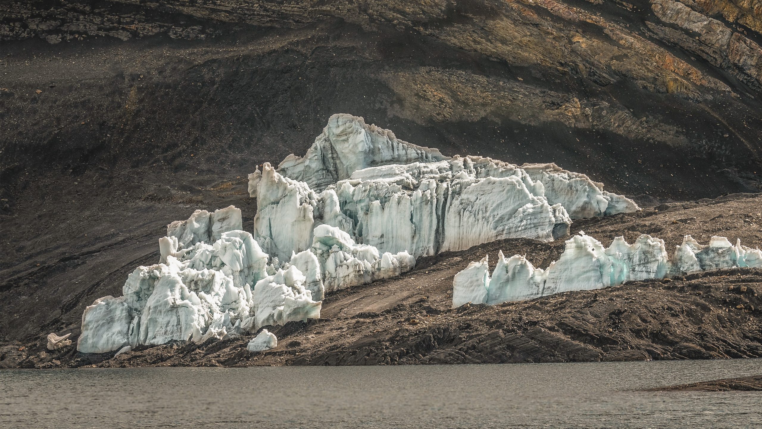 Rocky glacier and melting ice